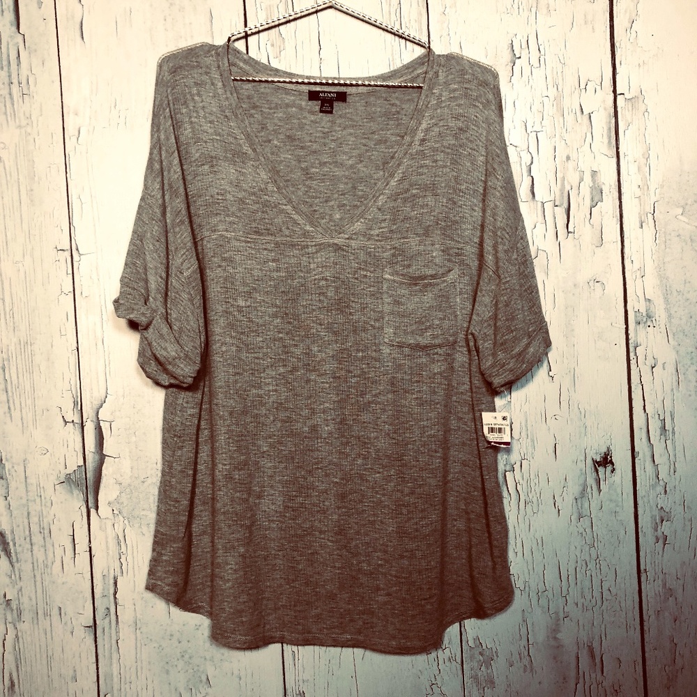 Alfani Intimates Gray Short Sleeve Top XL NWT